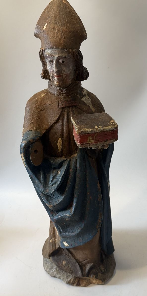 Statuette: Alte geschnitzte Bischofsfigur Holz ca. 60 cm – Usato da Grenchen venduto da swiss.antiques
