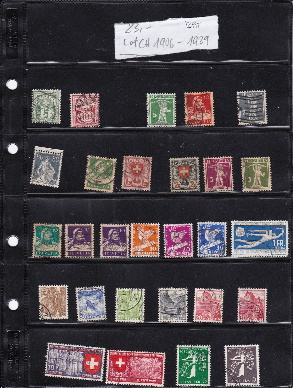 Tutti i francobolli: Lot Schweizer Briefmarken 1906-1939 gestempelt – Usato da Binningen venduto da Hahexa