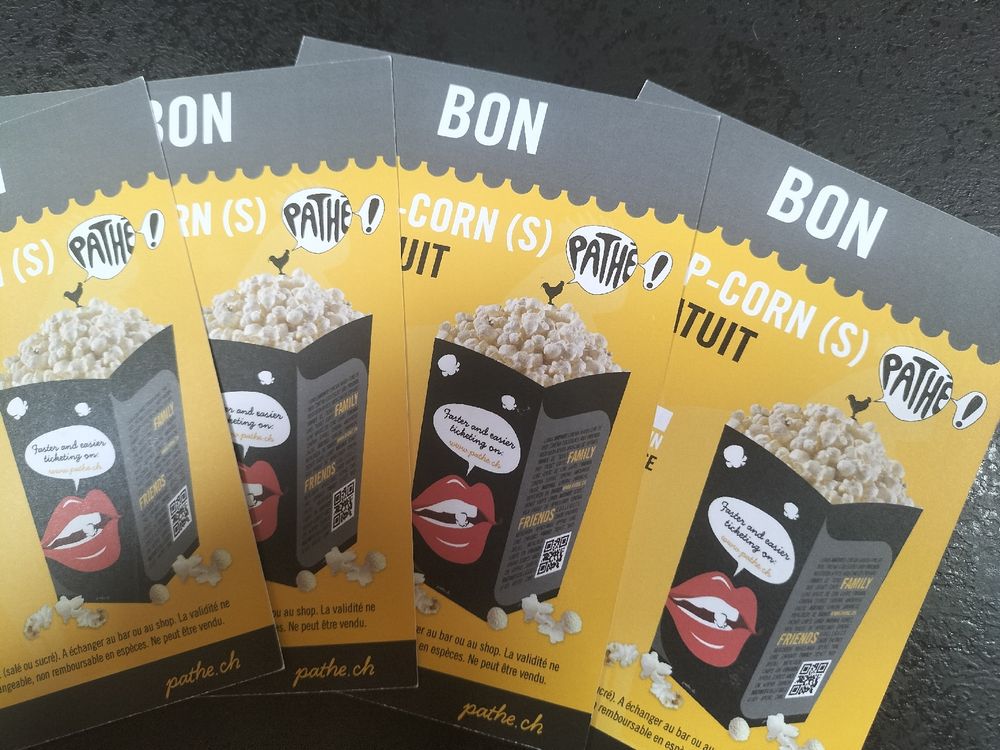 bon pop corn cinéma Pathé (Neu und originalverpackt) in Gillarens für ...