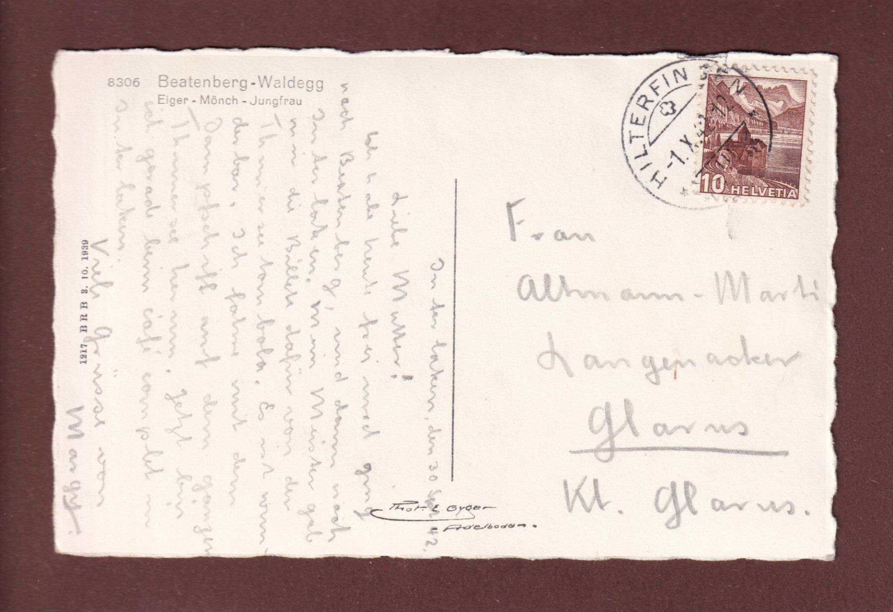 Ansichtskarten: BEATENBERG-WALDEGG - 1942 – Gebraucht aus Pully von nicecards-shop 1