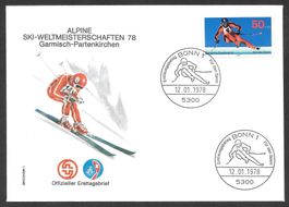 Deutschland FDC 958 Ski WM Garmisch-Partenkirchen 12.1.1978
