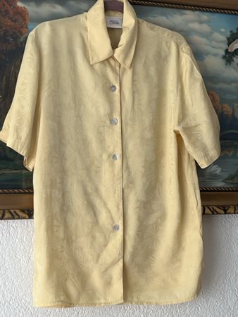 Sergio-Cassani,ReineSeide Bluse inzarteGelb gereinigt(K7Gr36