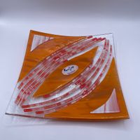 Handgefertigte Glasschale Orange Rot – Fusing Glas 18 cm