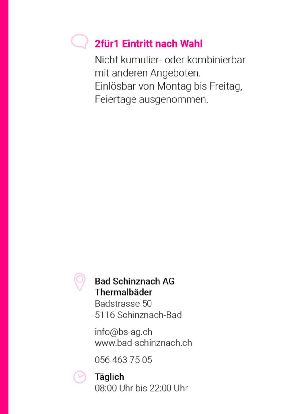 2 für 1 Gutschein: Eintritt Bad Schinznach 2025 (Neu und ...