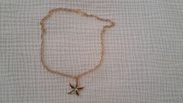 chaîne 40 cm avec pendentif étoile de mer bleue