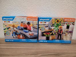 🏪🎁 Lot 2 Sets Playmobil MIGROS Mania - Fleuriste & Caisse