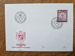 FL Dienstmarke 72 auf FDC (Kat: 50.--) ab nur 4.--