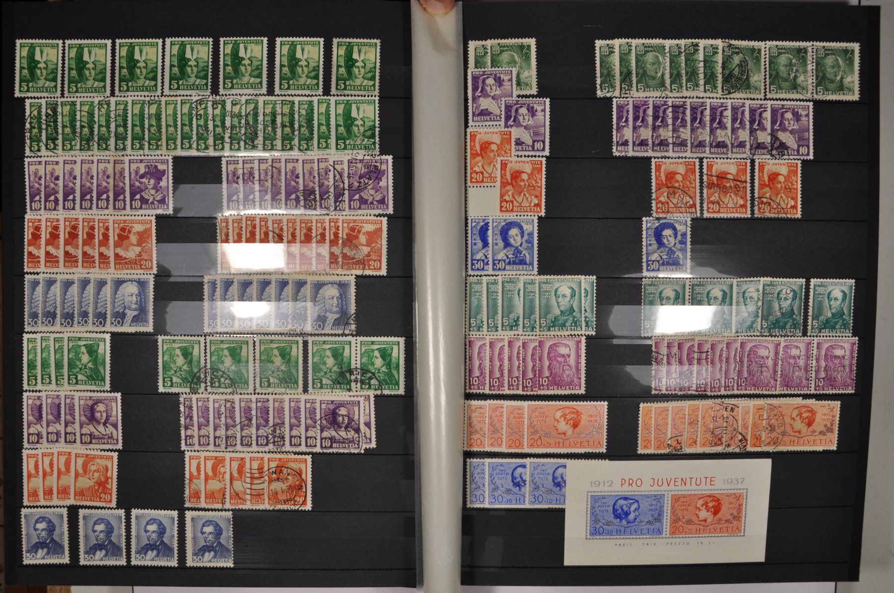 Alle Briefmarken: Lagerbuch Pro Juventute **/*/gest. ab Beginn – Gebraucht aus Wolfhalden von Zinauktion 4