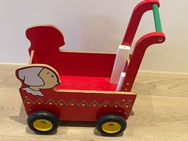 Vilac Roter Puppenwagen aus Holz - Vintage Spielzeug 1993