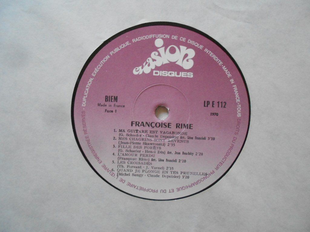 Dischi in vinile: FRANCOISE RIME  -  TROUBADOUR – Usato da Bex venduto da Giorgiob 6
