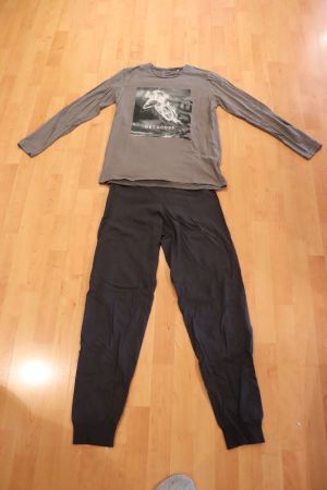 graues Jungen Langarm Pyjama 176 Sanetta