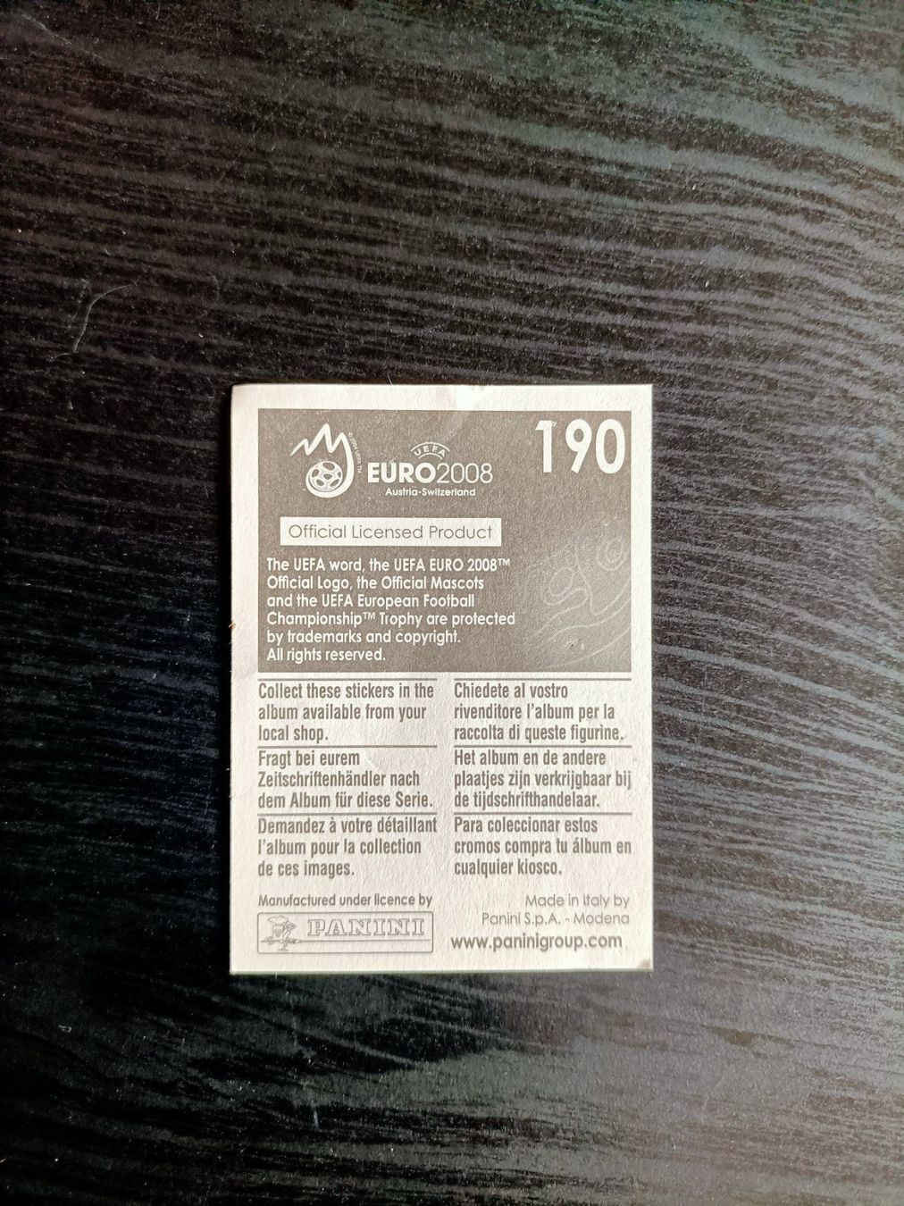 Panini Carte collezionabili: EM 2008-Nr. 190 – Nuovo (secondo la descrizione) da Hittnau venduto da stamps_and_coins 1