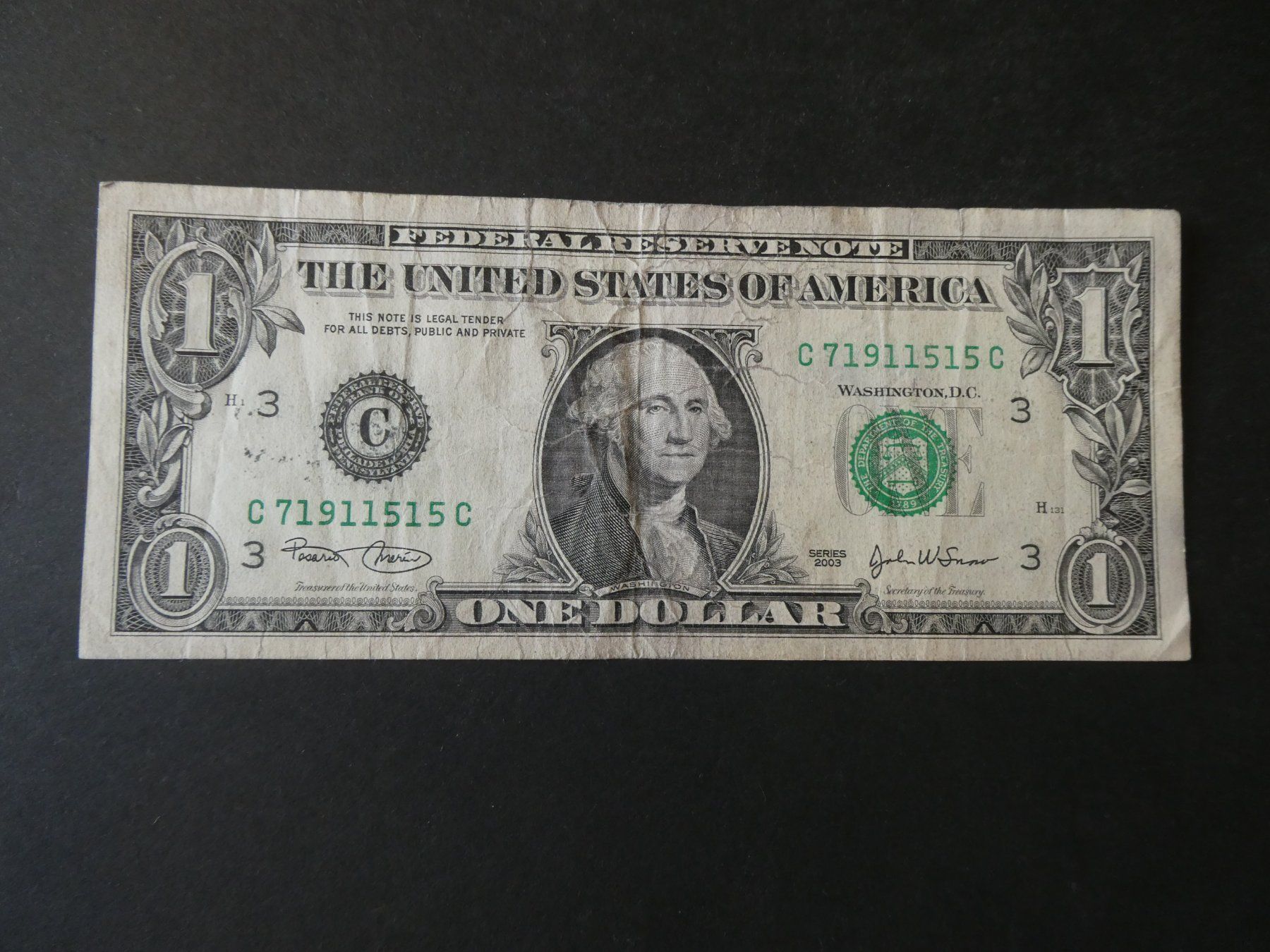 Billets de banque: USA 2003, 1 Dollar - – D'occasion à Hinterforst par rohusri