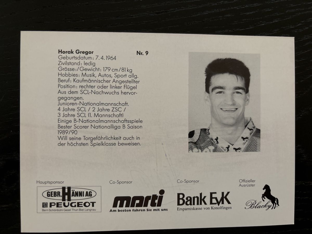 Autografi: Gregor Horak SC BERN – Usato da Uetendorf venduto da hoisle 1