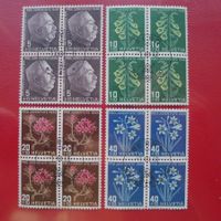 1948, J125-J128: Viererblöcke: Ausgabetag (3 Sprachen) 200.-