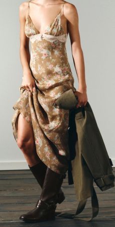 Zara dress Y2K boho Kleid flower, Vintage Style Massimo cos