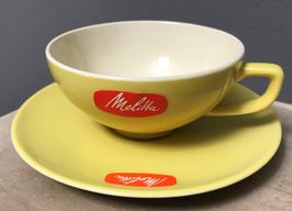 Alte gelbe Melitta Tasse und Unterteller - vintage