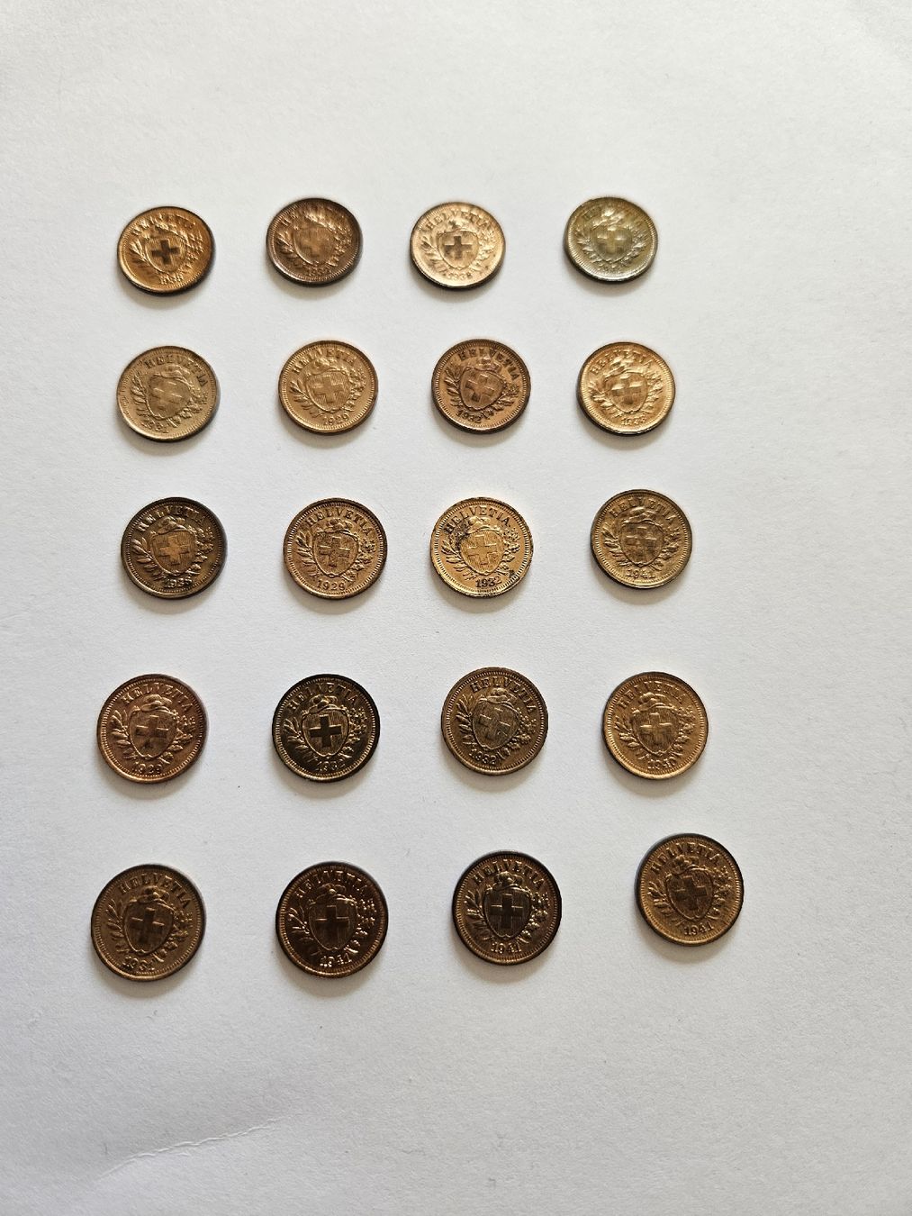 Tutti le monete: 1 Rappen 20 stk. ab 1929 – Usato da Pfäffikon ZH venduto da Melibol 2