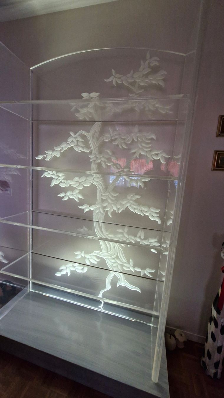 Scaffali: Etagere plexiglas arbre gravé 5 tablettes rétroéclairée – Usato da Versoix venduto da Chap_1290