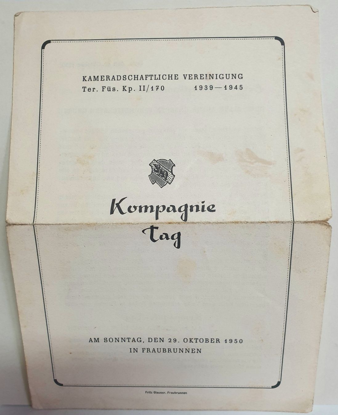 Documenti: Dokumente Schweizer Armee Militär Kompanie Tag 1950 – Usato da Tüscherz-Alfermée venduto da Newpad