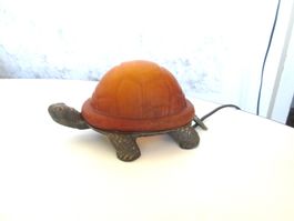 Schildkrötenlampe aus Metall mit Glas