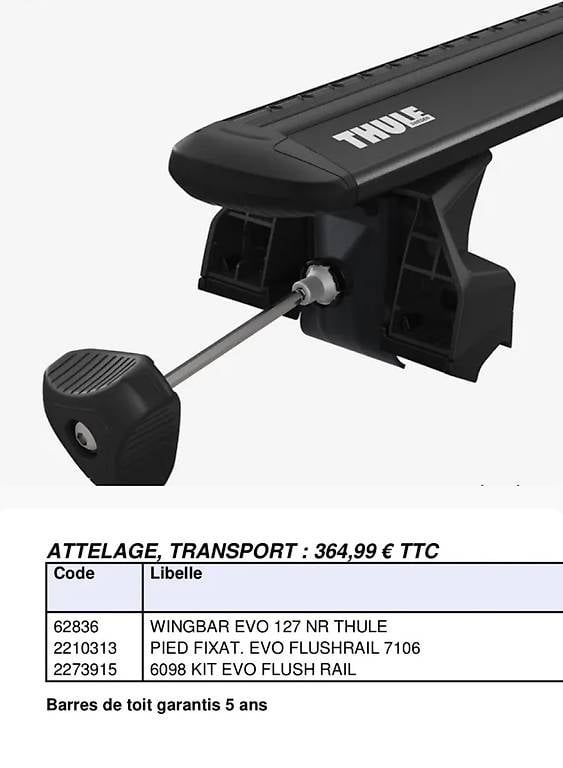 Portapacchi: Kit Thule barre de toit WingBar Evo 127 – Usato da Genève venduto da zin_dq6d