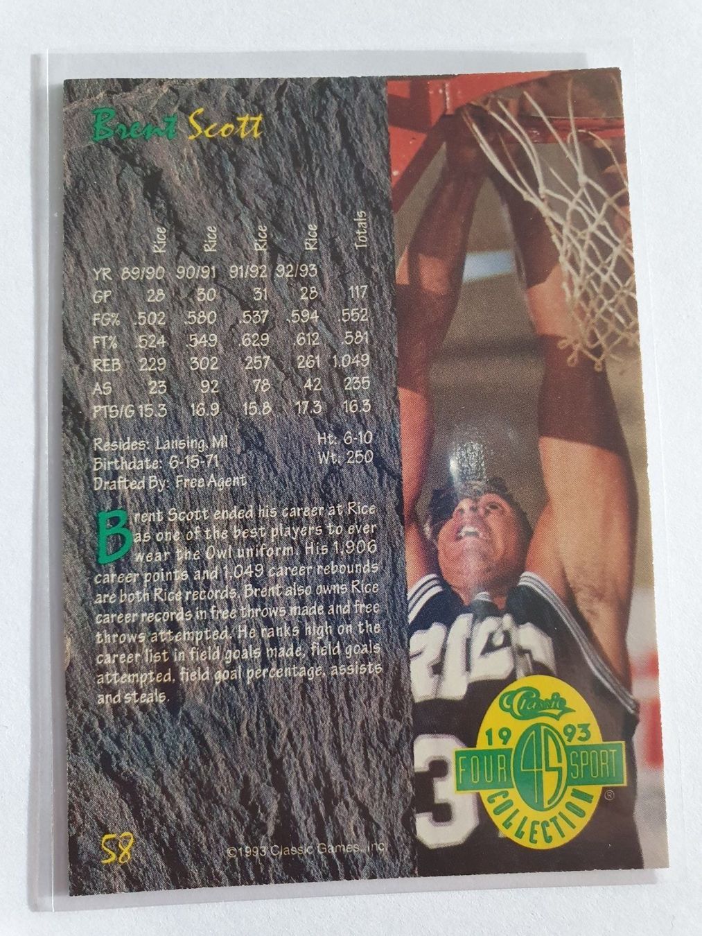 Nba Sammelbilder & Trading cards: Scott 1993 Classics NBA Basketball Card – Gebraucht aus Oberdorf BL von BaldenEagle 1