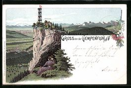 Litho Gempenfluh, Panorama mit Gasthaus 