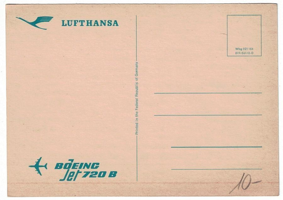 Cartoline postali: Boeing 720 B Jet Lufthansa – Usato da Frauenfeld venduto da POML 1