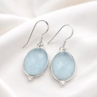 Blautopas Ohrhänger Paar Silber 925 Ohrringe Sterling  blau