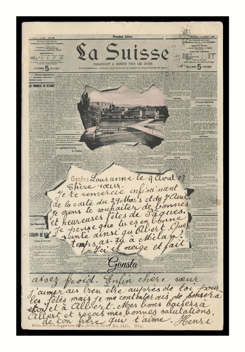 Cartes postales: JOURNAL "LA SUISSE" - 1903 Genève – D'occasion à Onex par gonsla01
