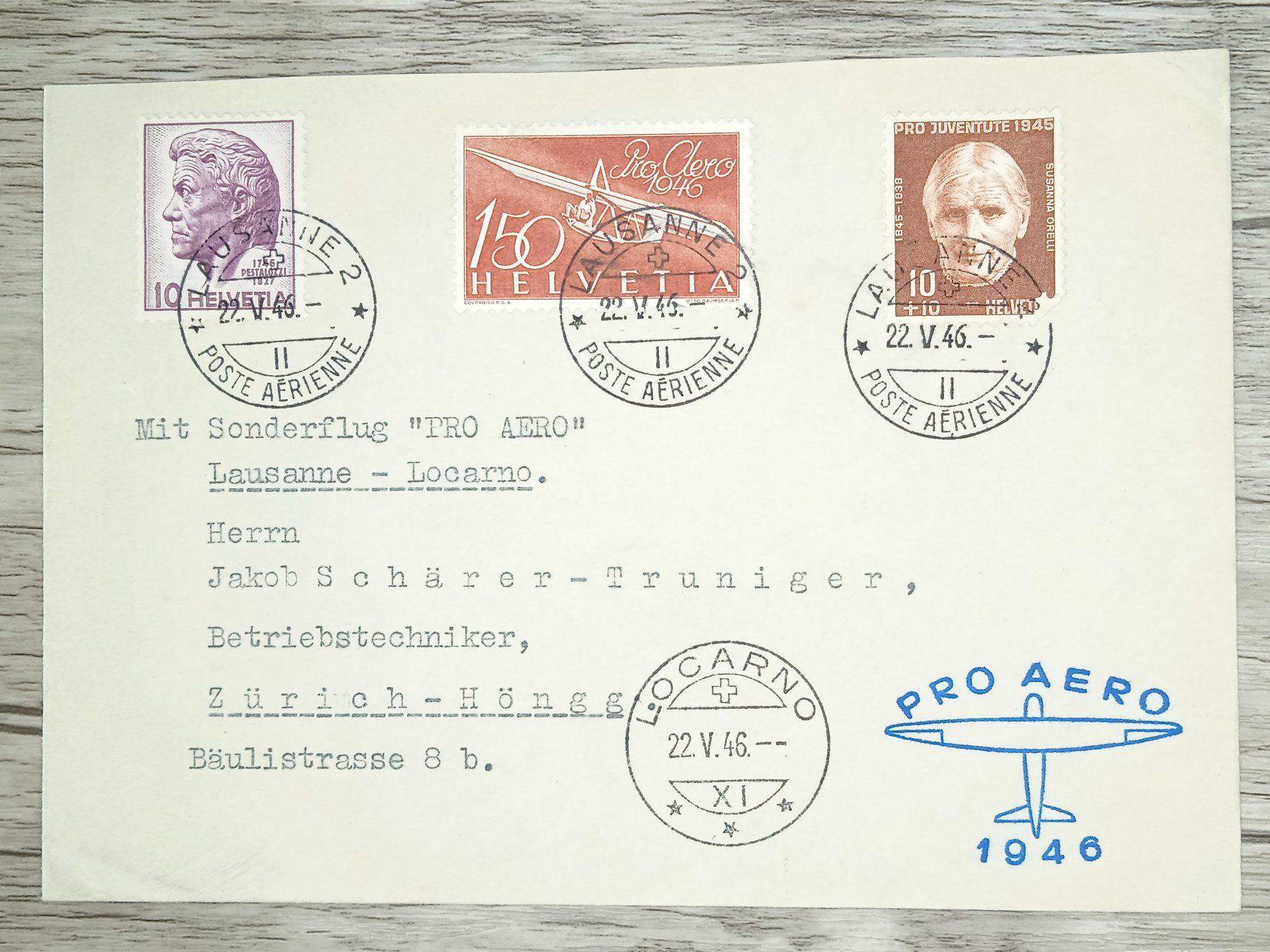 Tutti i francobolli: TR105 Enveloppe Suisse + Timbre 1946 – Usato da Cousset venduto da Patrick_Collections