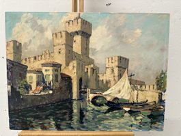 Gemälde Burg Italien Sirmione Gardasee