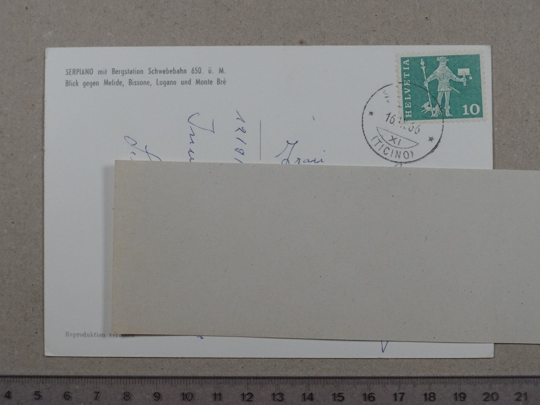Cartoline postali: Serpiano, 1966 – Usato da Lenzburg venduto da fh1 1