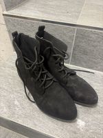 Damen Schnürstiefel Wildleder Optik schwarz gebraucht