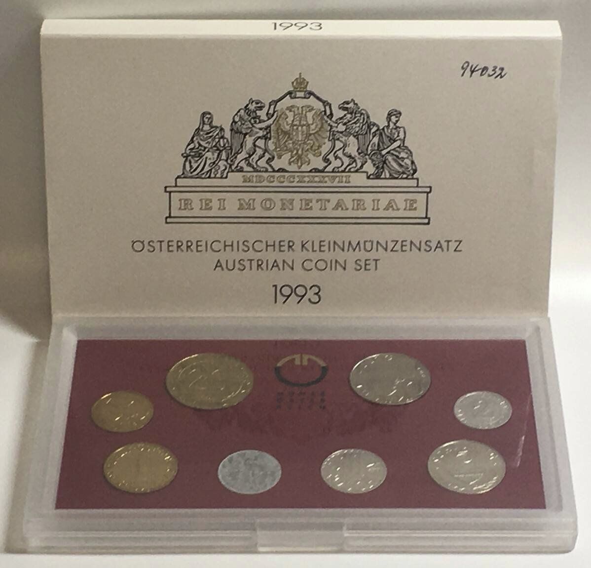Tutti le monete: ÖSTERREICH KMS 1993 m. Karton stgl – Usato da Riehen venduto da sesambestcoins2004