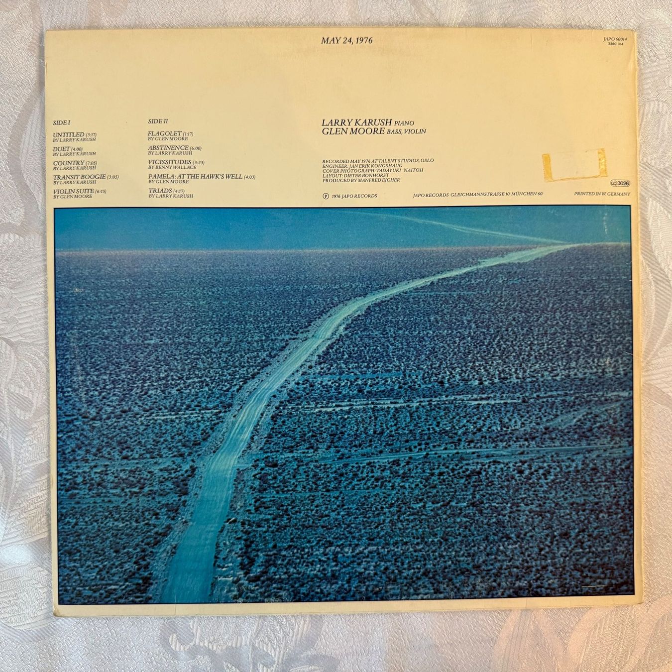 Dischi in vinile: LARRY KARUSH / GLEN MOORE , MAY 24, 1976 – Usato da Zürich venduto da fehlton 1