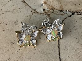 Ohrstecker Schmetterlinge, Sterlingsilber mit Opal