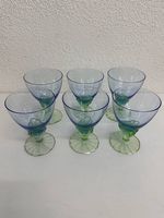 Vintage 6er-Set Bormioli Rocco Kelchgläser Bahia Blau Grün