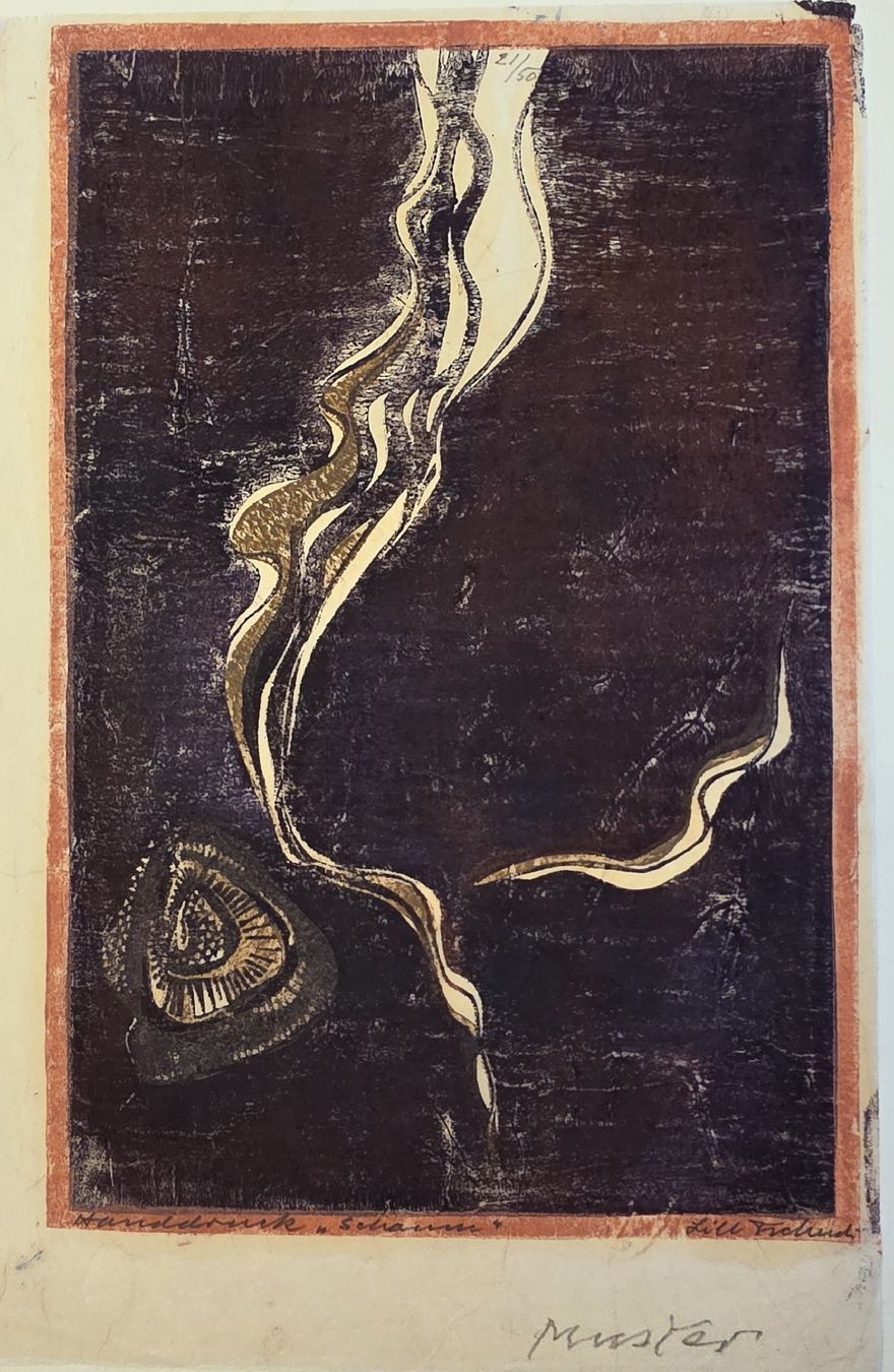 Grafiken & Lithographien: Lill Tschudi Linolschnitt,  "Schaum Muster" 33x22cm handsign – Gebraucht aus Emmenbrücke von Kunstankaufverkauf 9