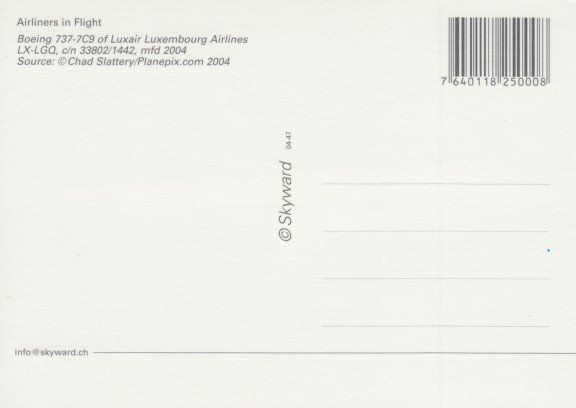 Ansichtskarten: Boeing 737, Luxair – Gebraucht aus Zuerich von OceanLinerPostcards 1