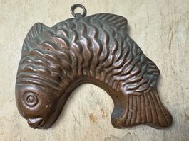 Alte Backform Kupfer FISCH vintage 19 cm