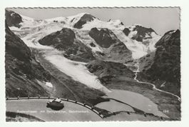 Postkarte 1954 Steingletscher an Sustenstrasse mit Oldtimer