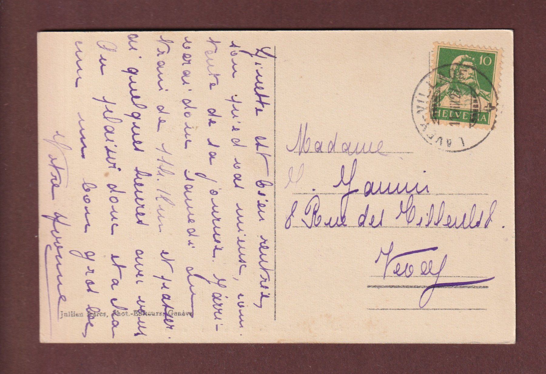 Ansichtskarten: SAINT-MAURICE - Bords du Rhône - 1927 – Gebraucht aus Pully von nicecards-shop 1
