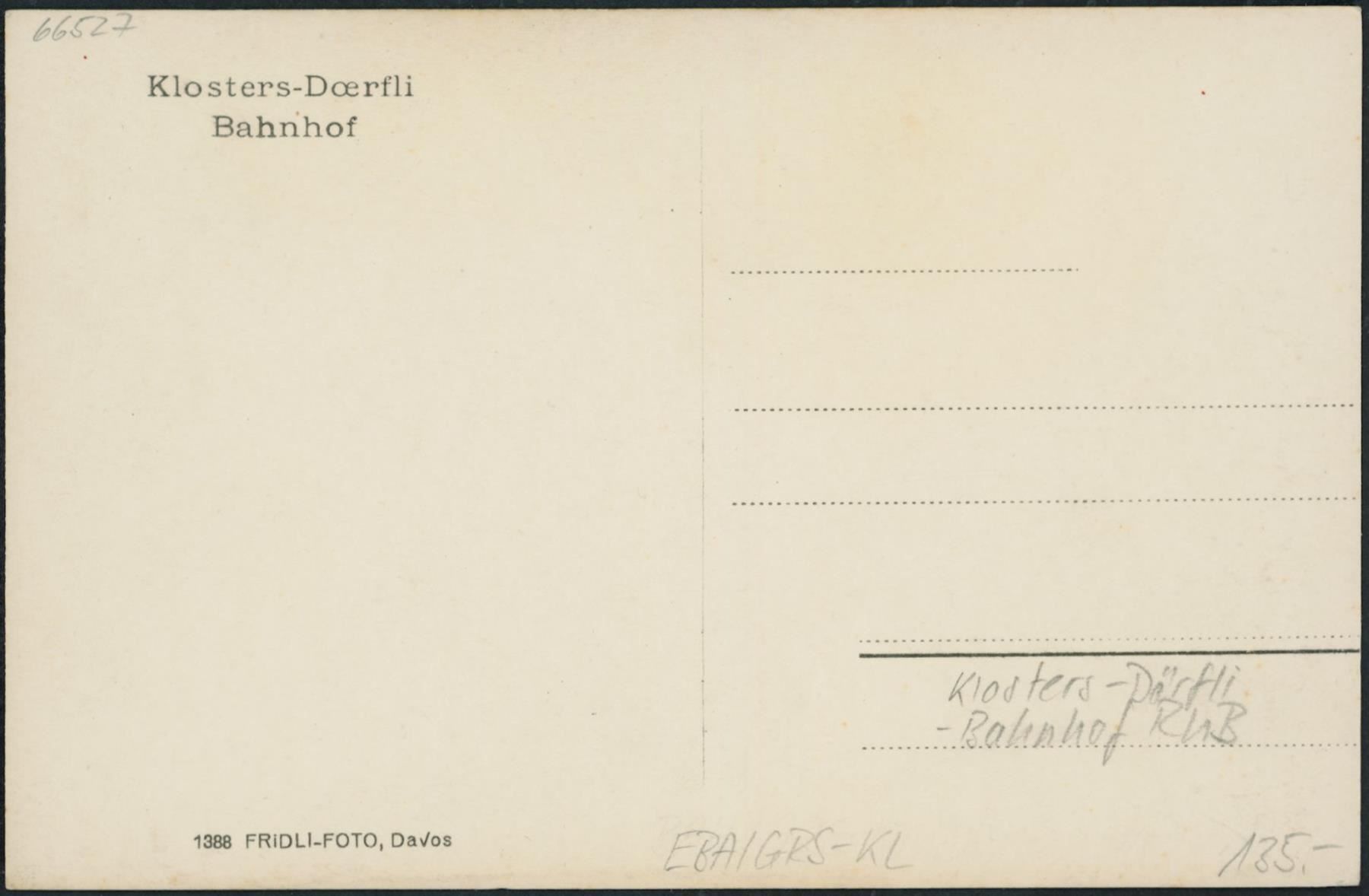 Cartoline postali: GRS Klosters Dörfli - Bahnhof - Bahn RhB – Usato da Schindellegi venduto da dolpitz 1