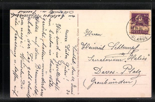 Cartoline postali: Braunwald, Hotel-Pension Alpenblick mit  – Usato da Berlin venduto da bartko-reher 1