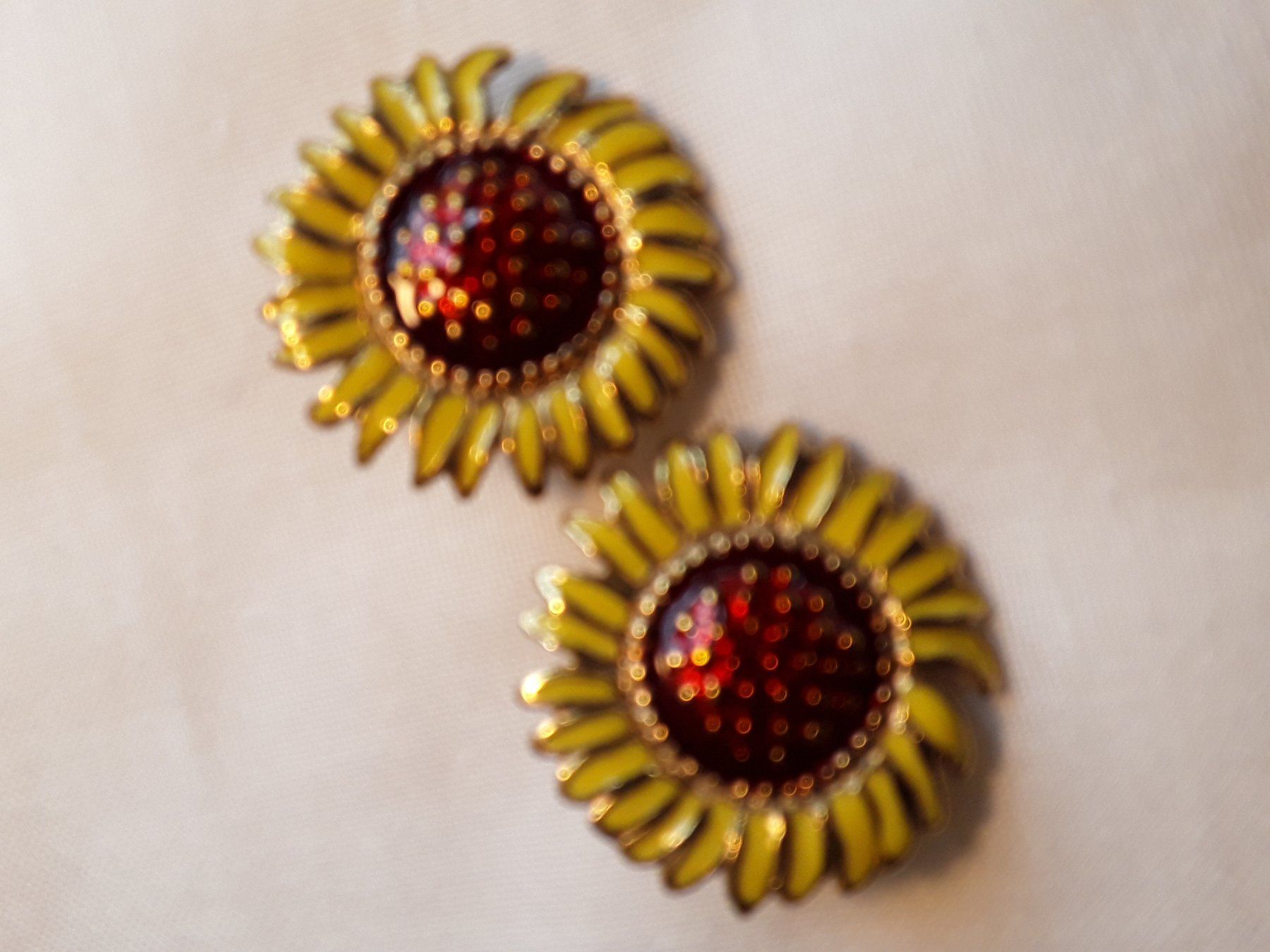 Orecchini pendenti & Orecchini a lobo: Vintage Email Ohrclips Sonnenblumen – Usato da Zürich venduto da helsan 6