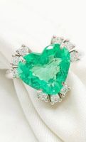 Wunderschöner 14k Weissgold 3,0ct Smaragd Ring mit Diamanten