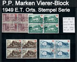 1949 P.P. Marken Vierer-Block Orts Stempel E.T. Serie 15.VI