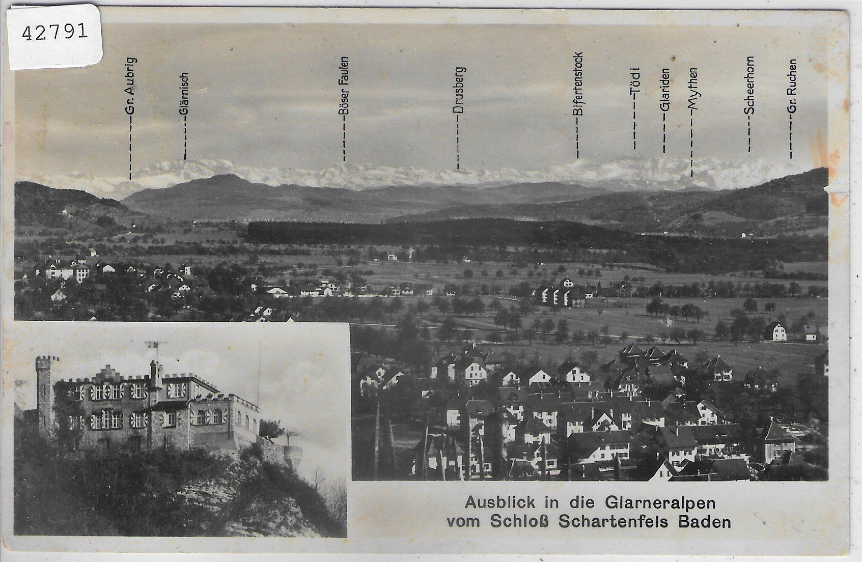 Ansichtskarten: Ausblick vom Schloss Schartenfels auf Baden – Gebraucht aus Ettingen von Kartenplanet